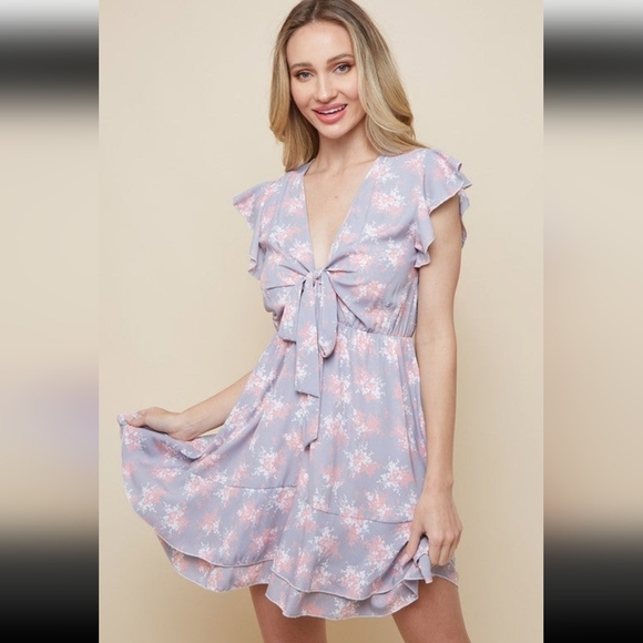 Saints & Hearts NWOT Floral Dress with Bow Detail - Picture 1 of 4